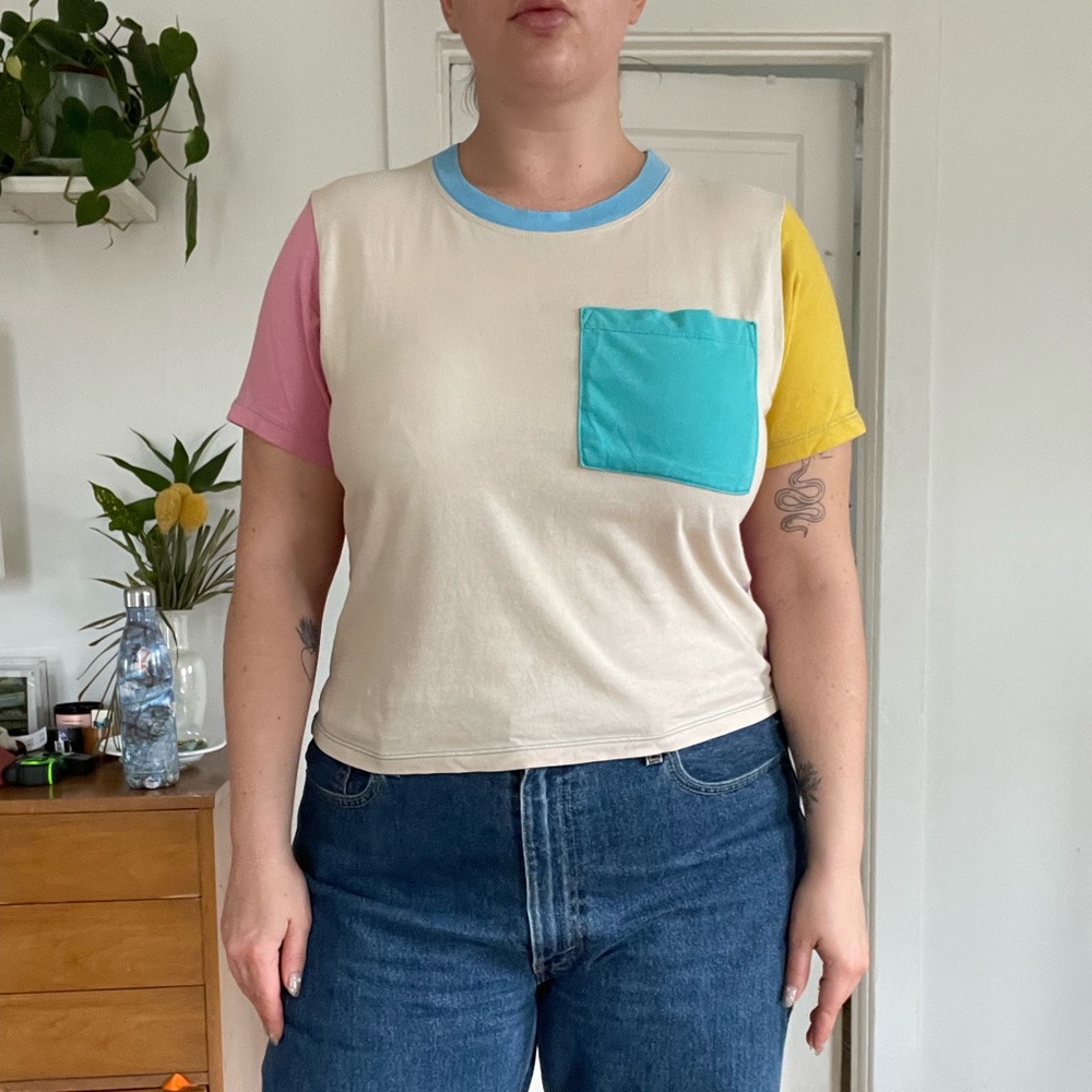 Mokuyobi Cropped Color Block Tee - Sample/Imperfect - M